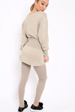 Rebellious Fashion Beige Co-ord with Corset Waist Tie Detail - Laurel