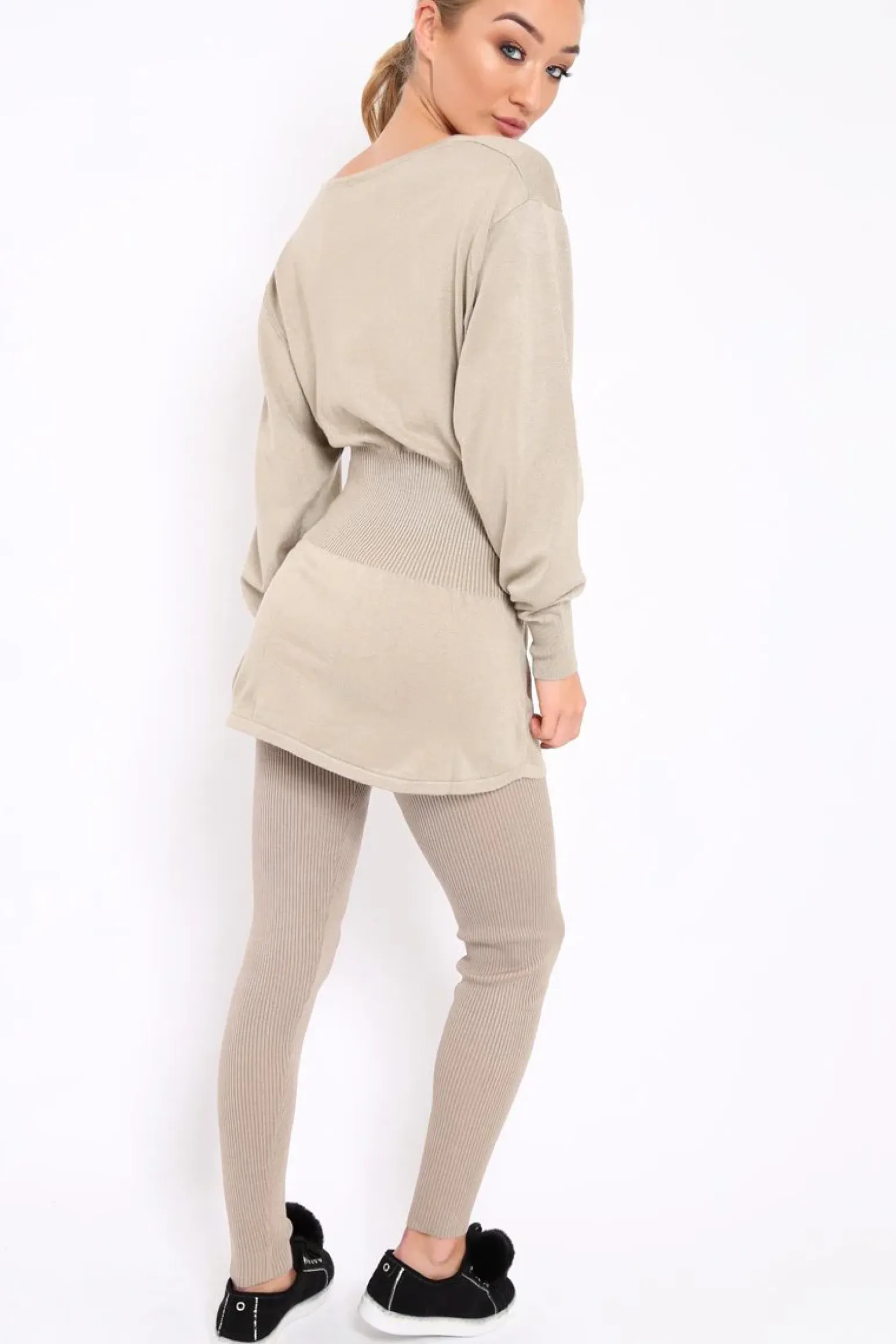 Rebellious Fashion Beige Co-ord with Corset Waist Tie Detail - Laurel