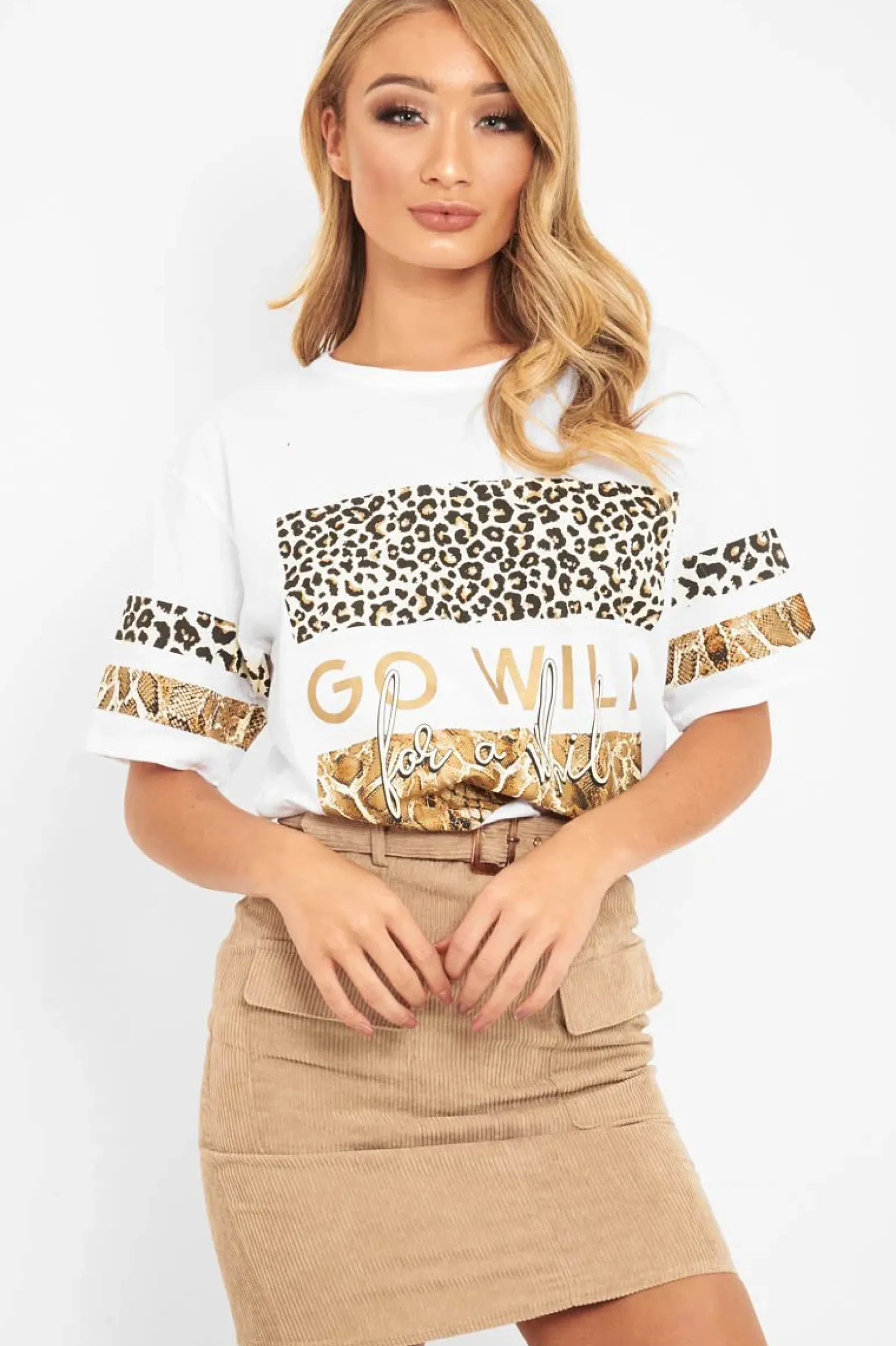 Rebellious Fashion Beige Corduroy Belted Skirt - Alaysia