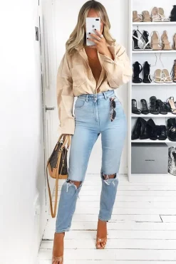 Rebellious Fashion Beige Corduroy Button Front Oversized Shirt - Kyrah
