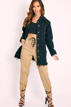 Rebellious Fashion Beige Corset Detail Cuffed Trousers - Hayleigh