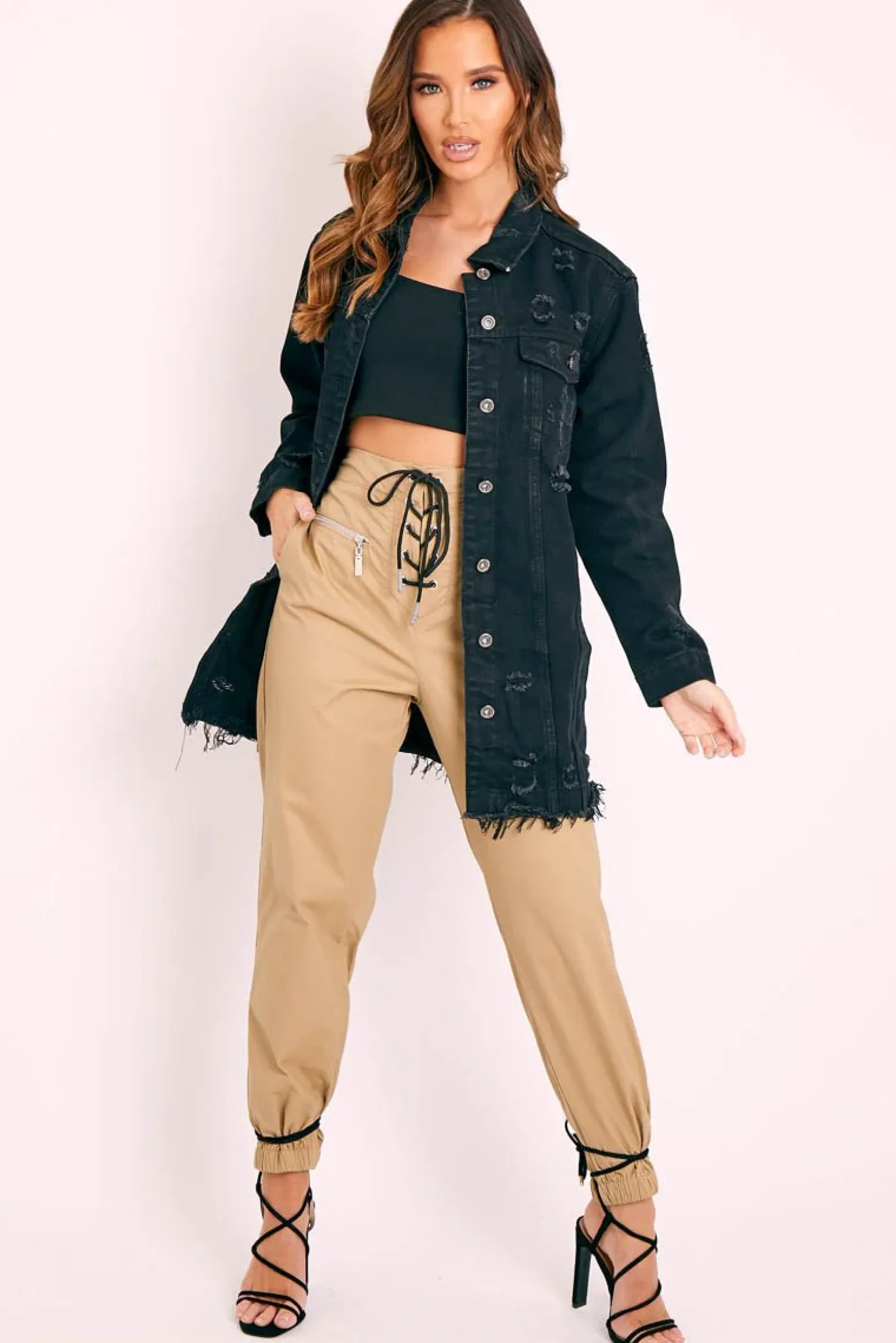 Rebellious Fashion Beige Corset Detail Cuffed Trousers - Hayleigh