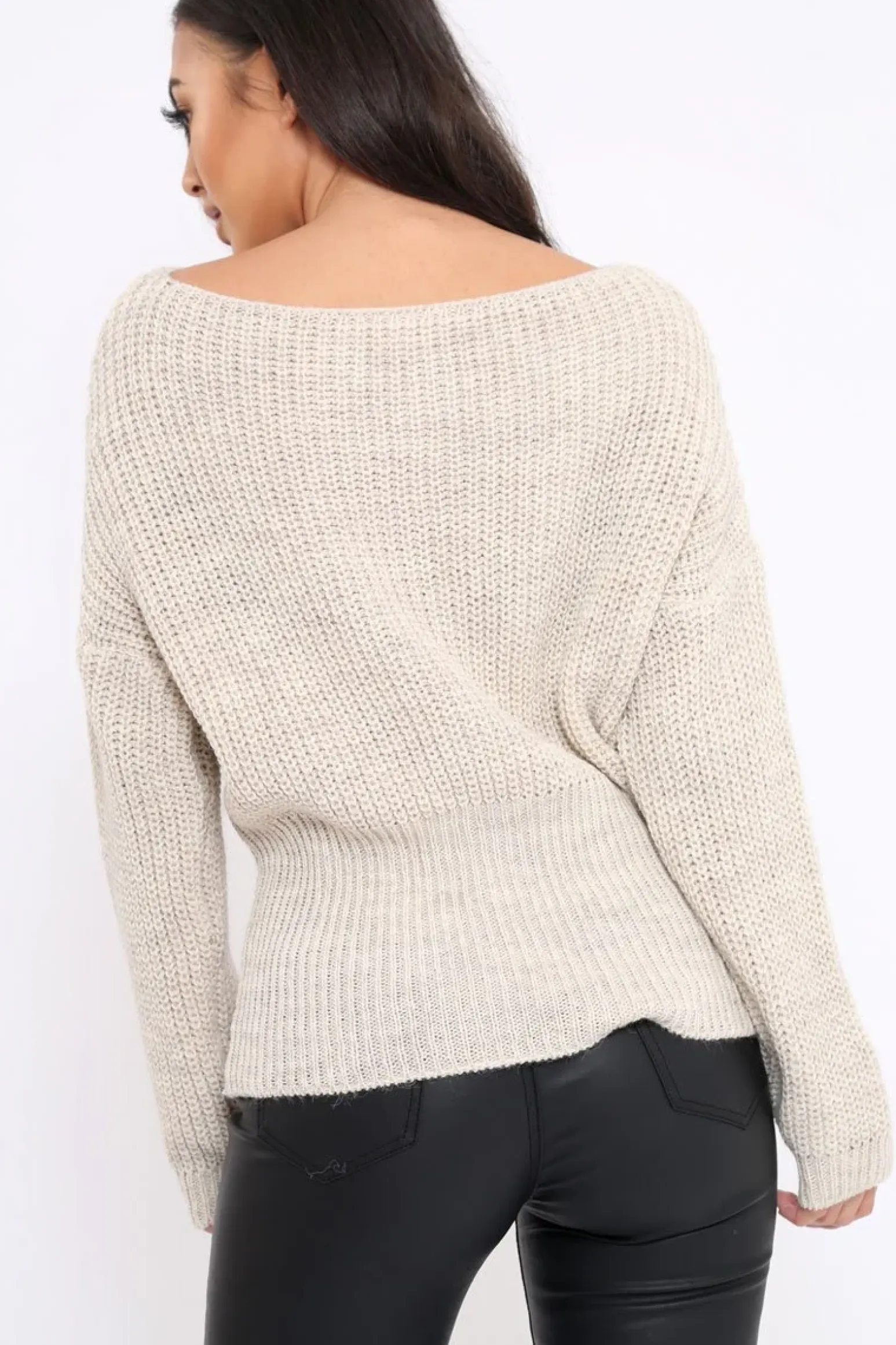Rebellious Fashion Beige Corset Waist Knitted Jumper - Elizabeth
