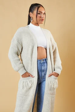 Rebellious Fashion Beige Edge To Edge Longline Cardigan - Doris
