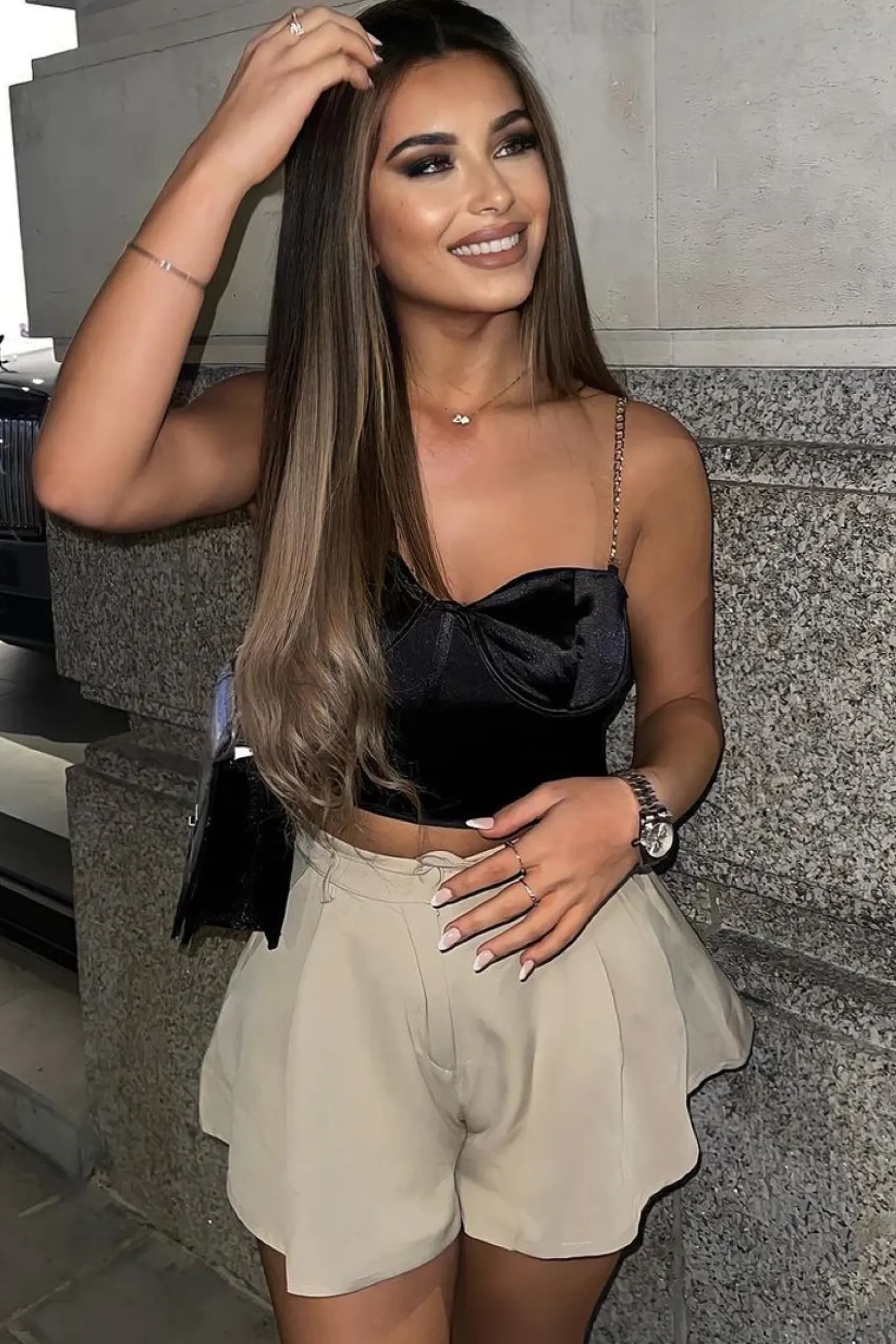 Rebellious Fashion Beige Flared High Waisted Shorts - Ayna