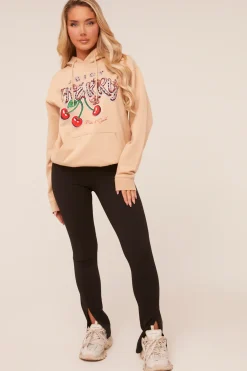 Rebellious Fashion Beige Graphic Oversized Hoodie - Safiya