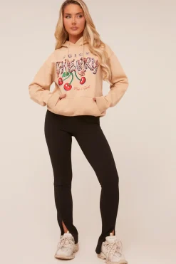 Rebellious Fashion Beige Graphic Oversized Hoodie - Safiya
