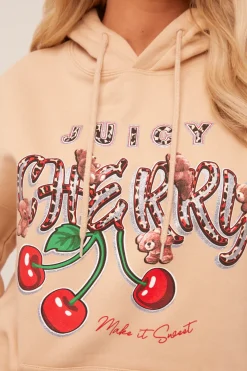 Rebellious Fashion Beige Graphic Oversized Hoodie - Safiya