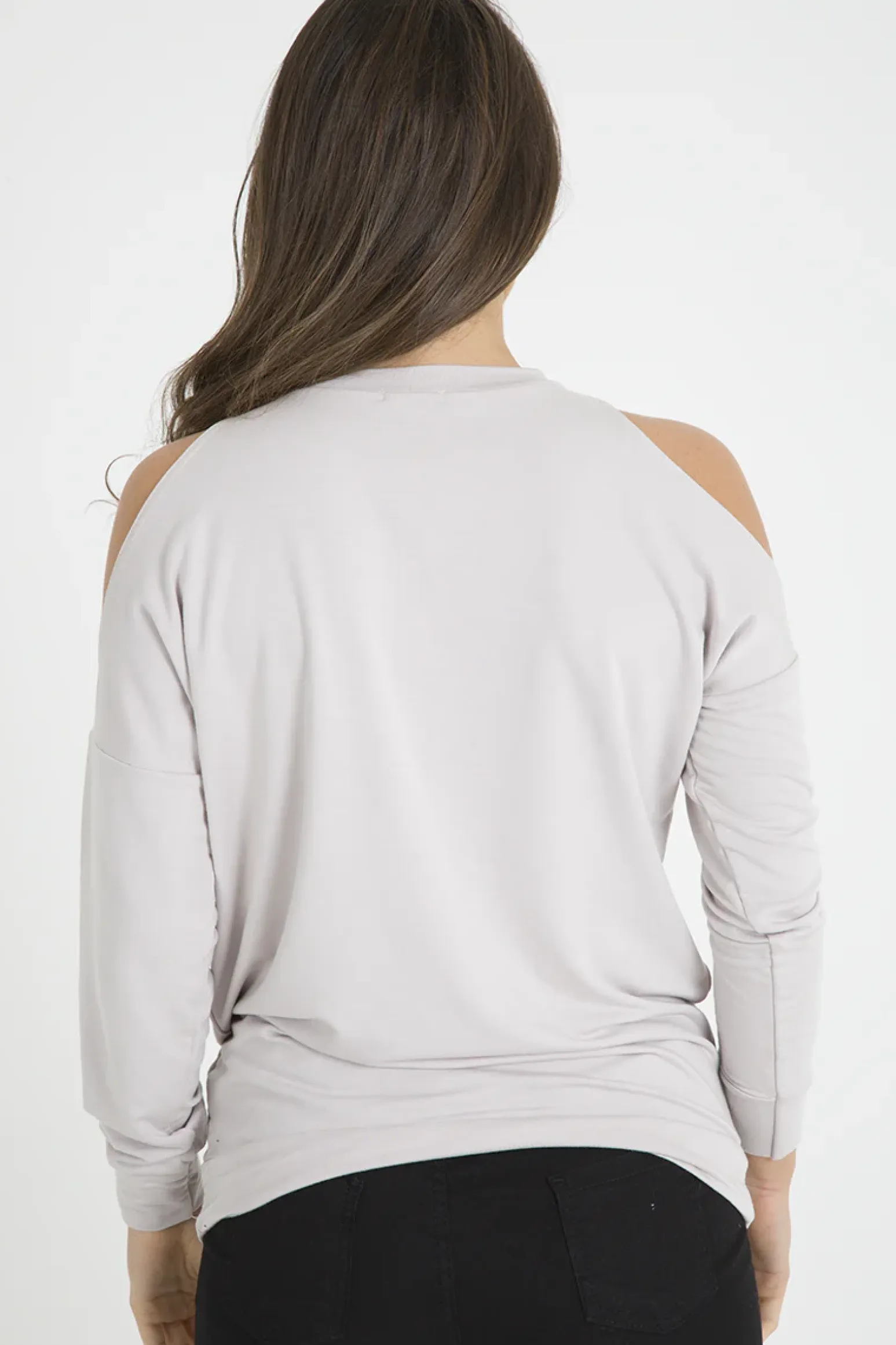 Rebellious Fashion Beige Heavy Metal Cold Shoulder Jumper - Neve