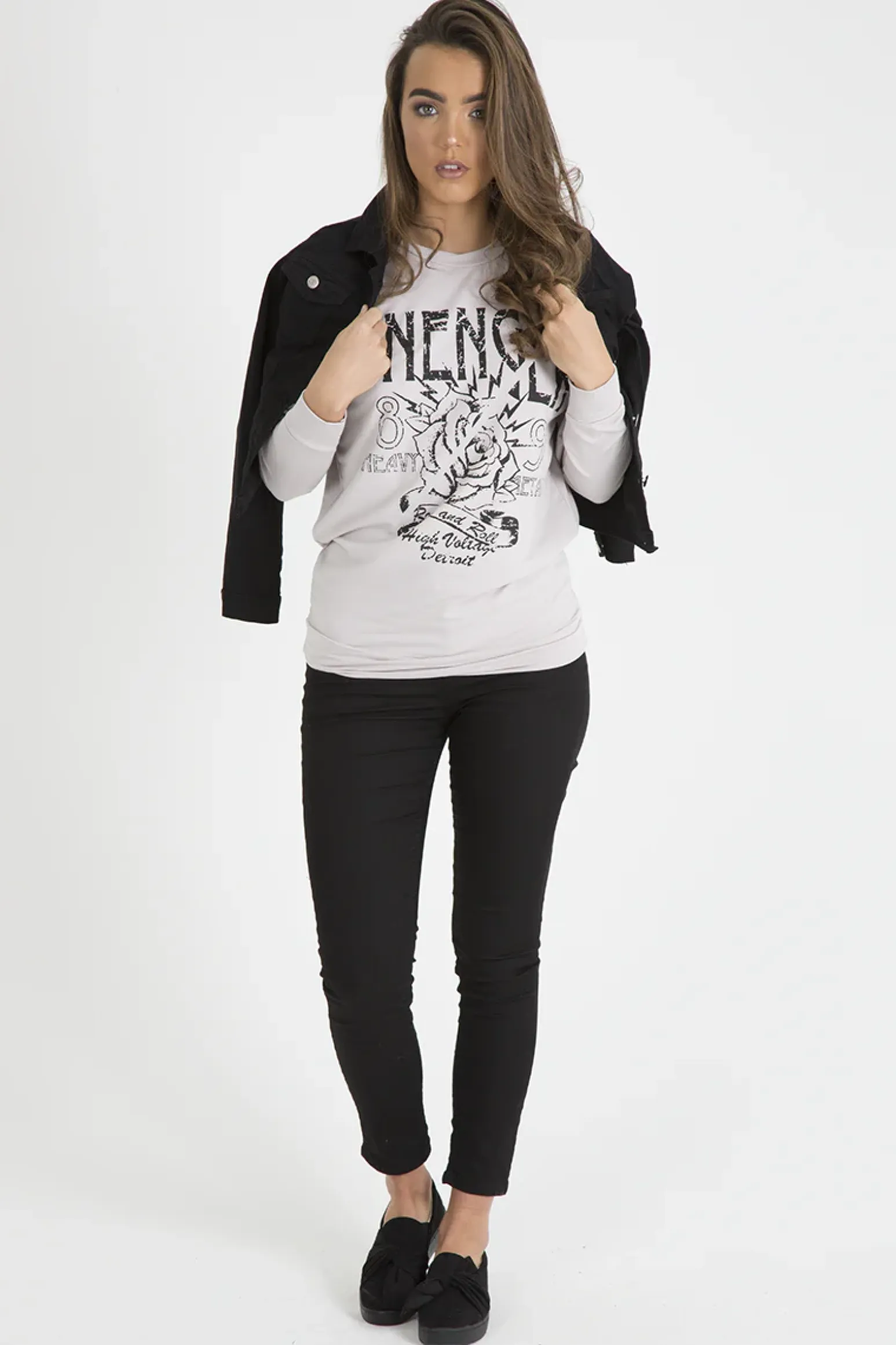 Rebellious Fashion Beige Heavy Metal Cold Shoulder Jumper - Neve