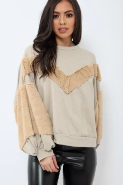 Rebellious Fashion Beige Jumper with Camel Fur - Lara