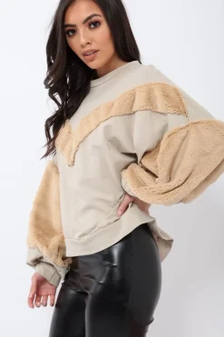Rebellious Fashion Beige Jumper with Camel Fur - Lara