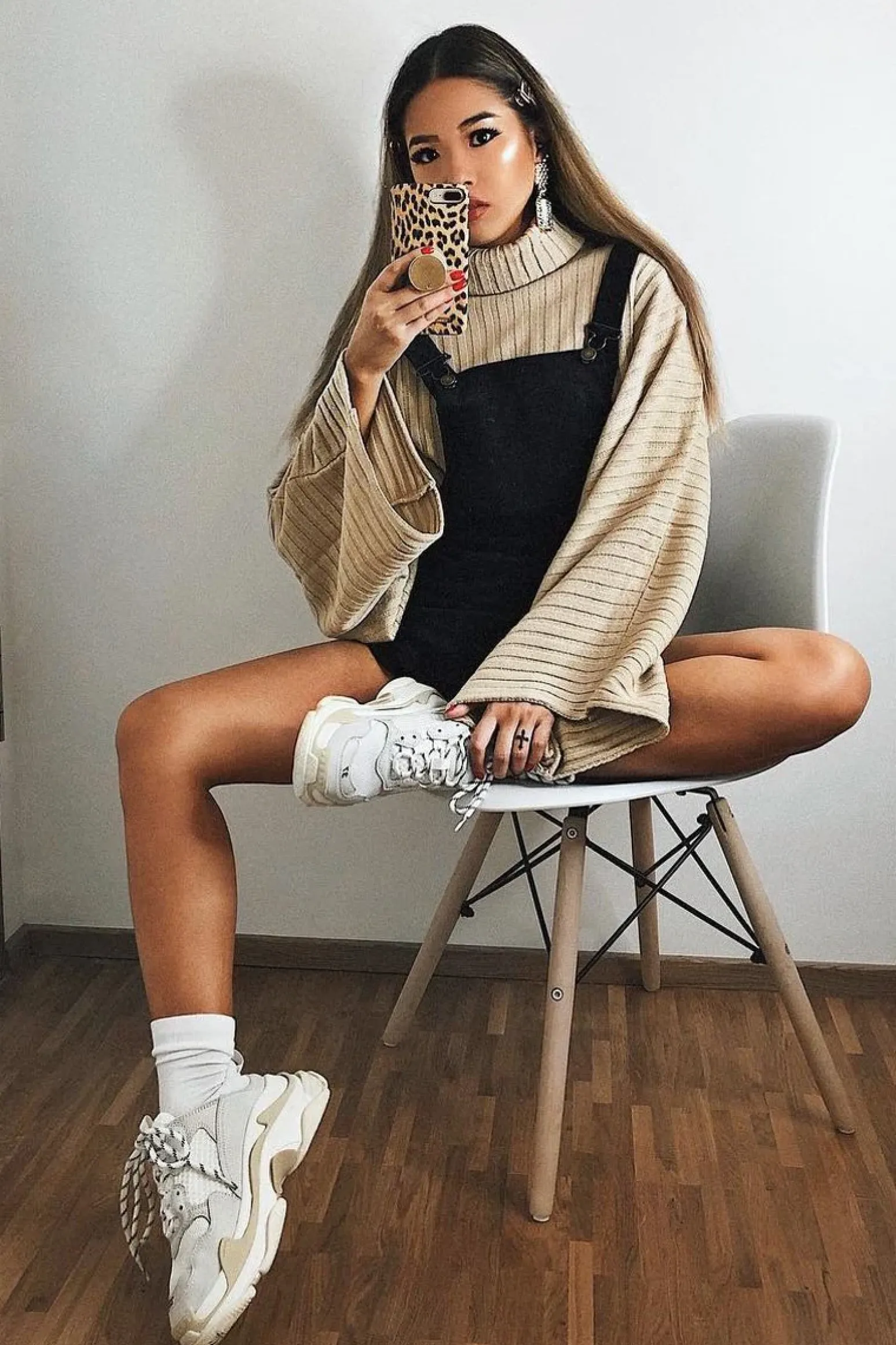 Rebellious Fashion Beige Knit Roll Neck Batwing Jumper - Fallon