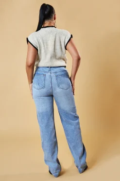 Rebellious Fashion Beige Knitted Contrast Edge Cropped Top - Bethany