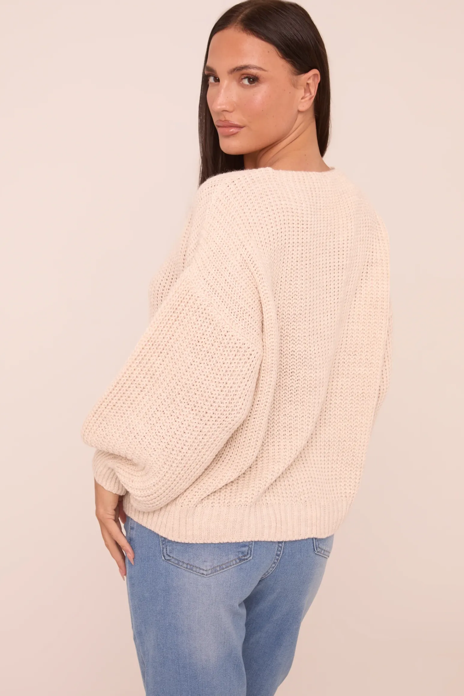 Rebellious Fashion Beige Knit Tie Front Detail Long Sleeves Cardigan - Ava