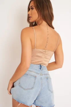 Rebellious Fashion Beige Lace Underwired Cup Detail Bodysuit - Mariah