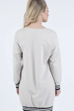 Rebellious Fashion Beige Lies Slogan Jumper Dress - Ellie