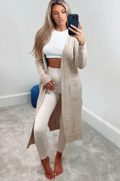 Rebellious Fashion Beige Long Knit Cardigan - Shola