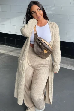 Rebellious Fashion Beige Long Knit Cardigan - Shola