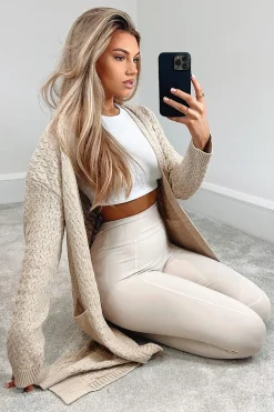 Rebellious Fashion Beige Long Knit Cardigan - Shola