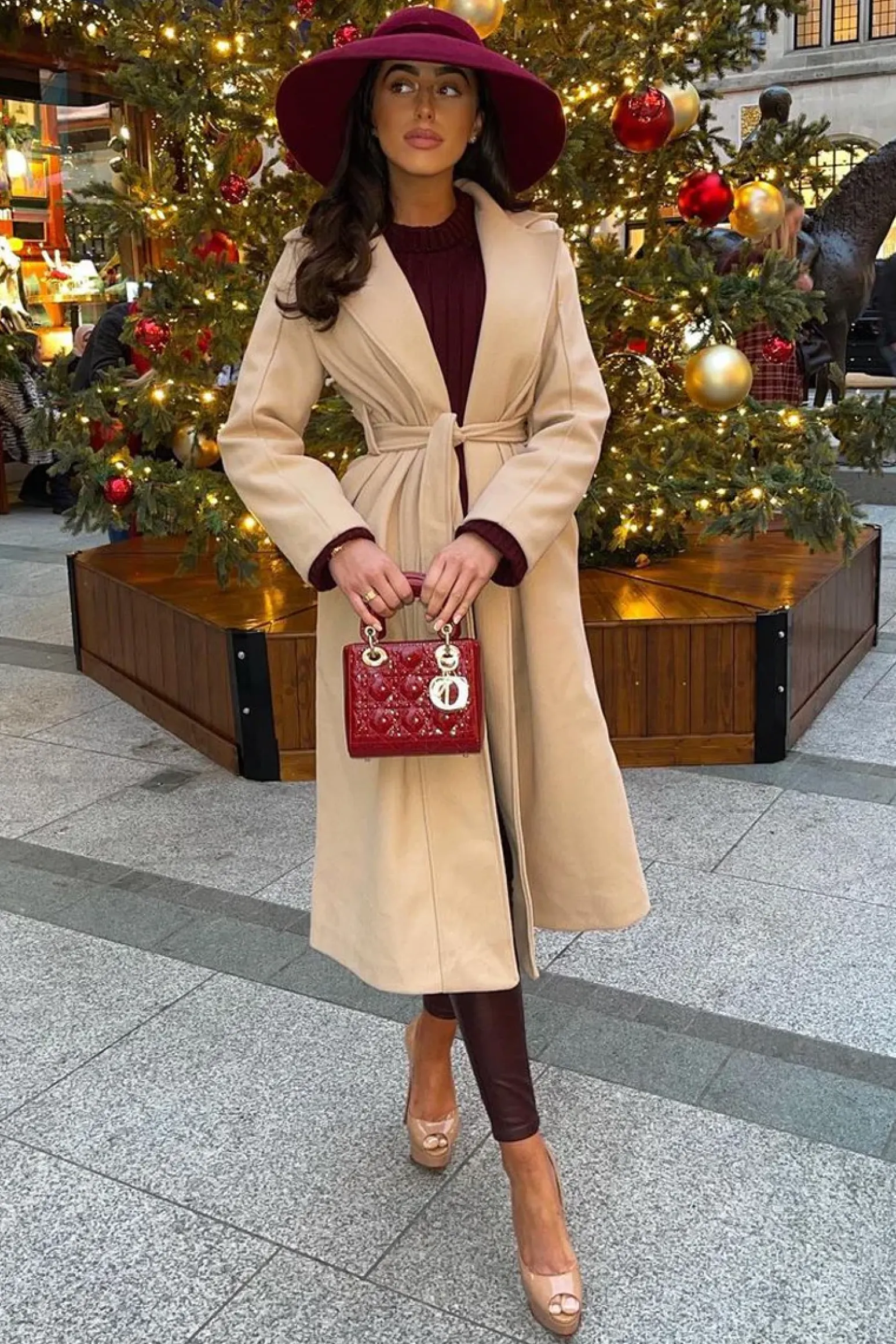 Rebellious Fashion Beige Longline Belted Tailored Coat - Syma