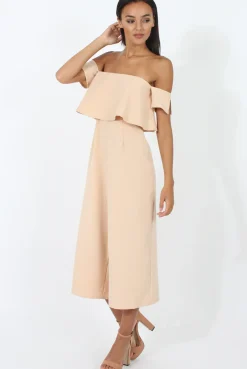 Rebellious Fashion Beige Off The Shoulder Jumpsuit - Kyda