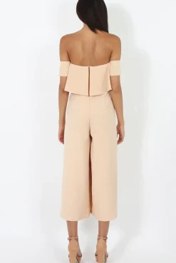 Rebellious Fashion Beige Off The Shoulder Jumpsuit - Kyda