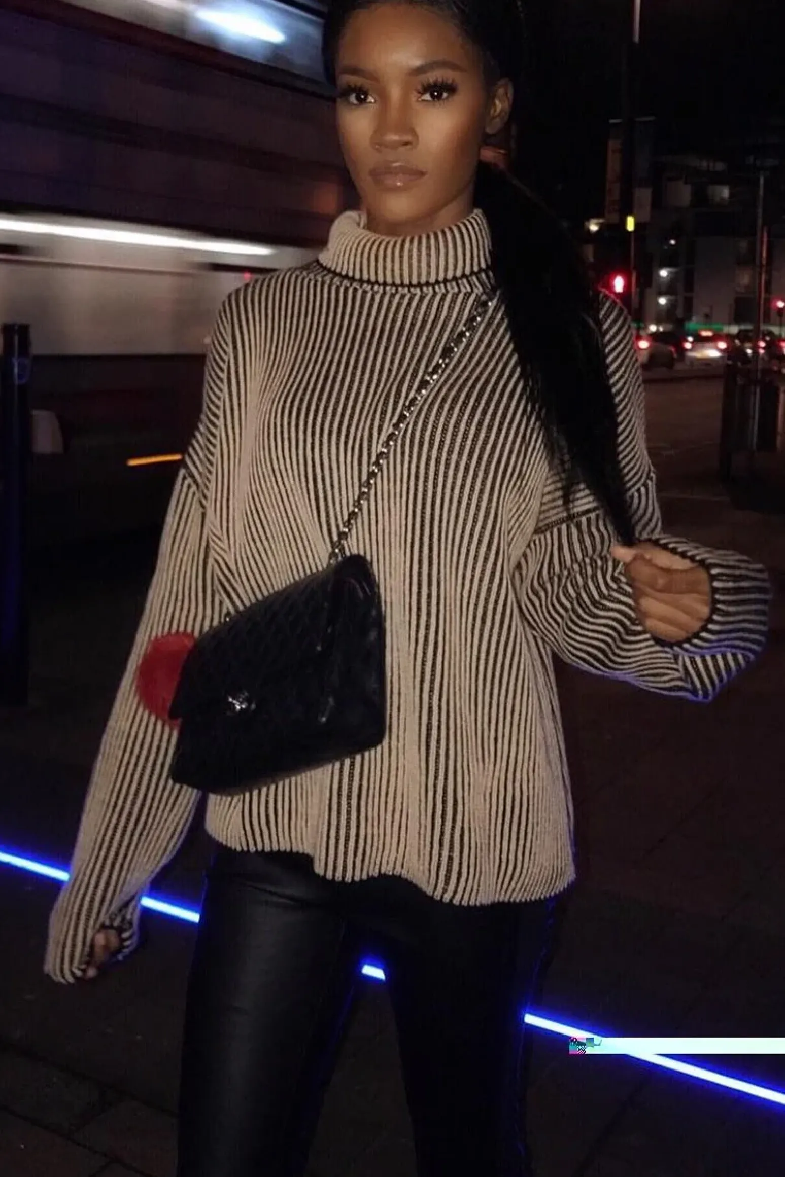 Rebellious Fashion Beige Ottoman Rib Roll Neck Jumper - Renee