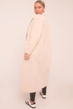 Rebellious Fashion Beige Oversized Double Breasted Longline Coat - Blakely