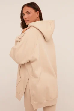 Rebellious Fashion Beige Oversized Hoodie And Leggings Co-ord Set - Renee
