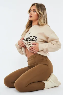 Rebellious Fashion Beige Oversized Los Angeles Sweatshirt - Lyde