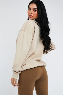Rebellious Fashion Beige Oversized Palm Springs Sweatshirt - Libbi
