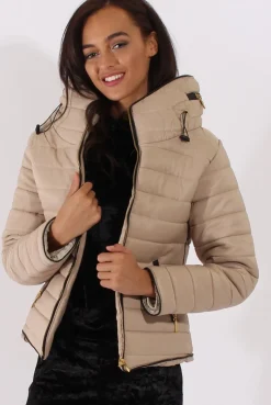 Rebellious Fashion Beige Padded Coat - Zara
