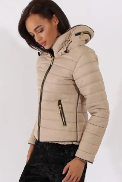 Rebellious Fashion Beige Padded Coat - Zara