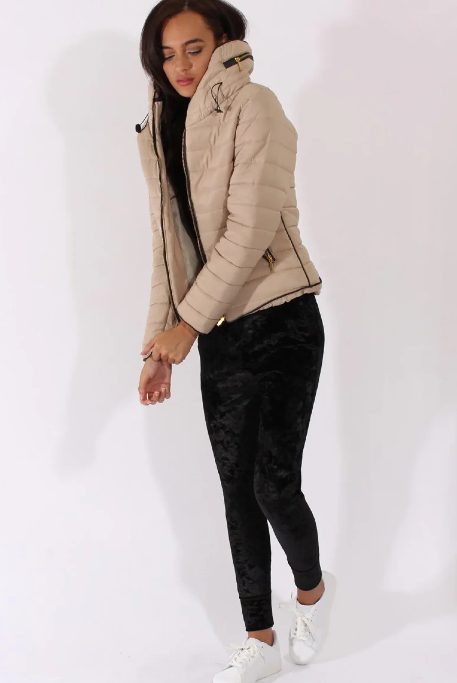 Rebellious Fashion Beige Padded Coat - Zara