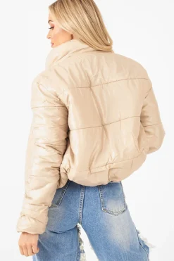 Rebellious Fashion Beige Puffer Coat - Alyssa
