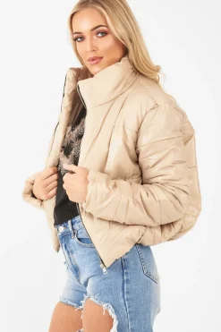 Rebellious Fashion Beige Puffer Coat - Alyssa