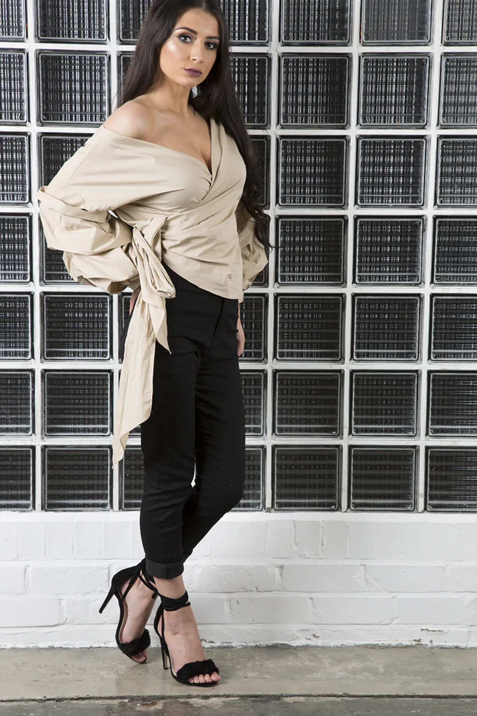 Rebellious Fashion Beige Ruffle Sleeve Crop Top - Susie