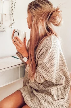 Rebellious Fashion Beige Scallop Hem Knit Jumper - Elyssa