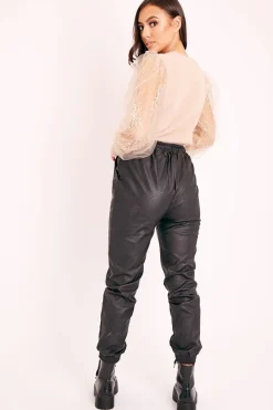 Rebellious Fashion Beige Sequin Mesh Sleeve Fluffy Yarn Jumper - Olisa
