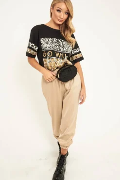 Rebellious Fashion Beige Shiny Woven Cargo Trousers - Atley