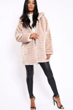 Rebellious Fashion Beige Soft Faux Fur Hooded Coat - Kila
