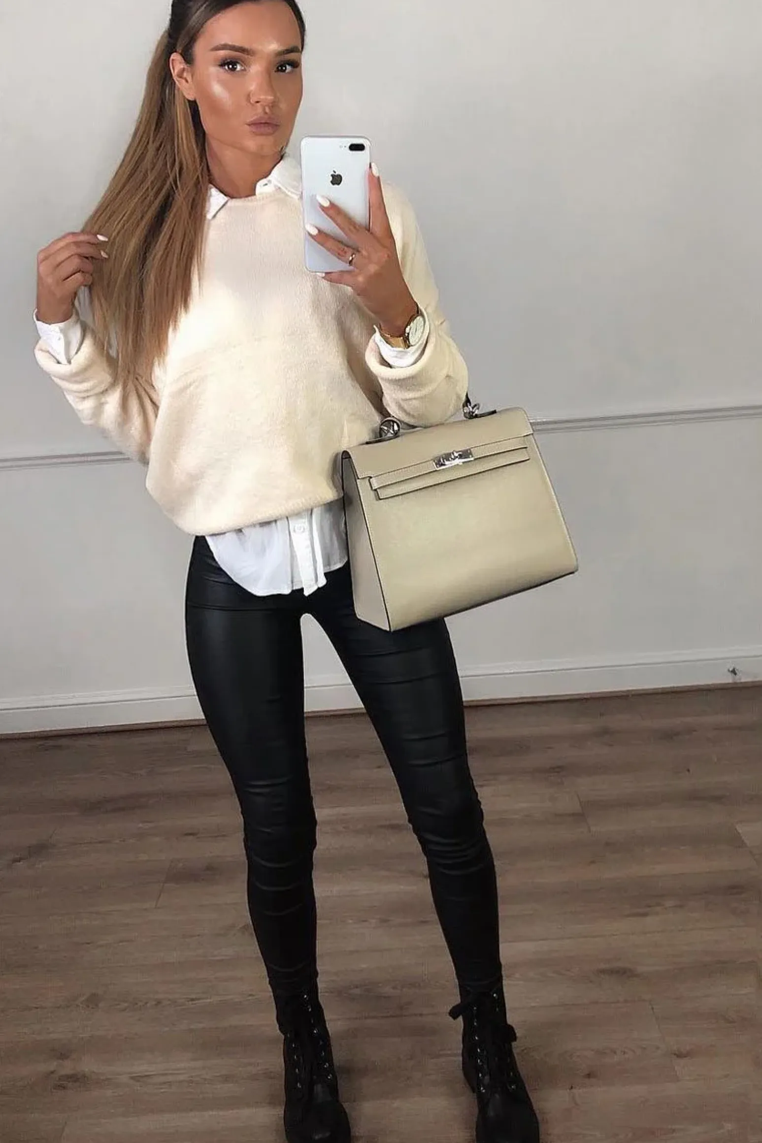 Rebellious Fashion Beige Soft Knit Asymmetric Hem Jumper - Francia