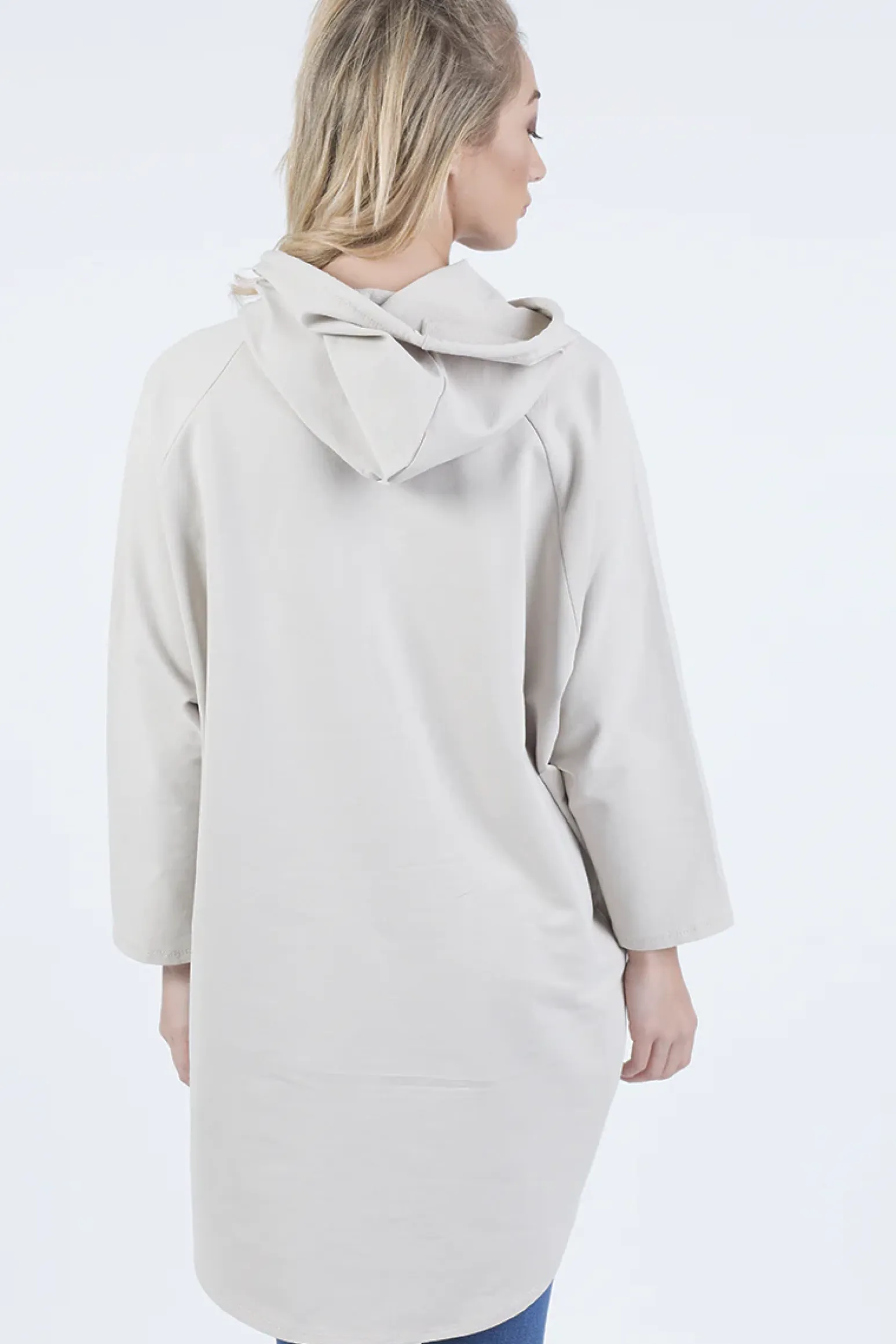 Rebellious Fashion Beige Star Diamante Oversized Hoodie - Sarah