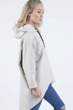 Rebellious Fashion Beige Star Diamante Oversized Hoodie - Sarah