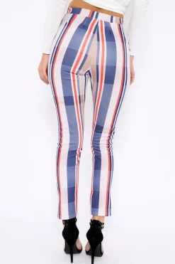 Rebellious Fashion Beige Striped Tapered Trousers - Jasmyn