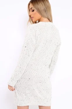 Rebellious Fashion Beige With Flecks Cable Knit Jumper - Ameria