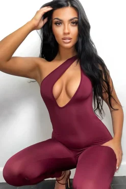 Rebellious Fashion Berry Knot Strap Slinky Jumpsuit - Imani