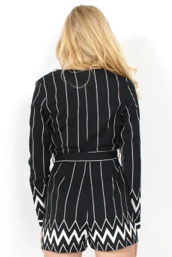 Rebellious Fashion Bevan Black & White Tie Waist Playsuit