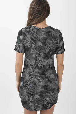 Rebellious Fashion Black Acid Wash Cut Out 'Devil Rider' Print T-Shirt Dress - Mariah